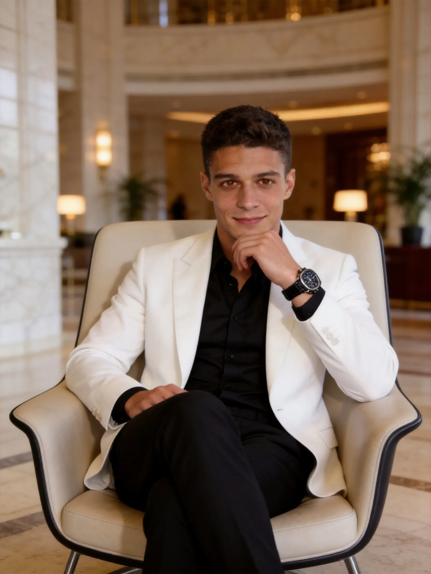 Ultra-realistic luxury fashion portrait of a handsome young man AI Photo