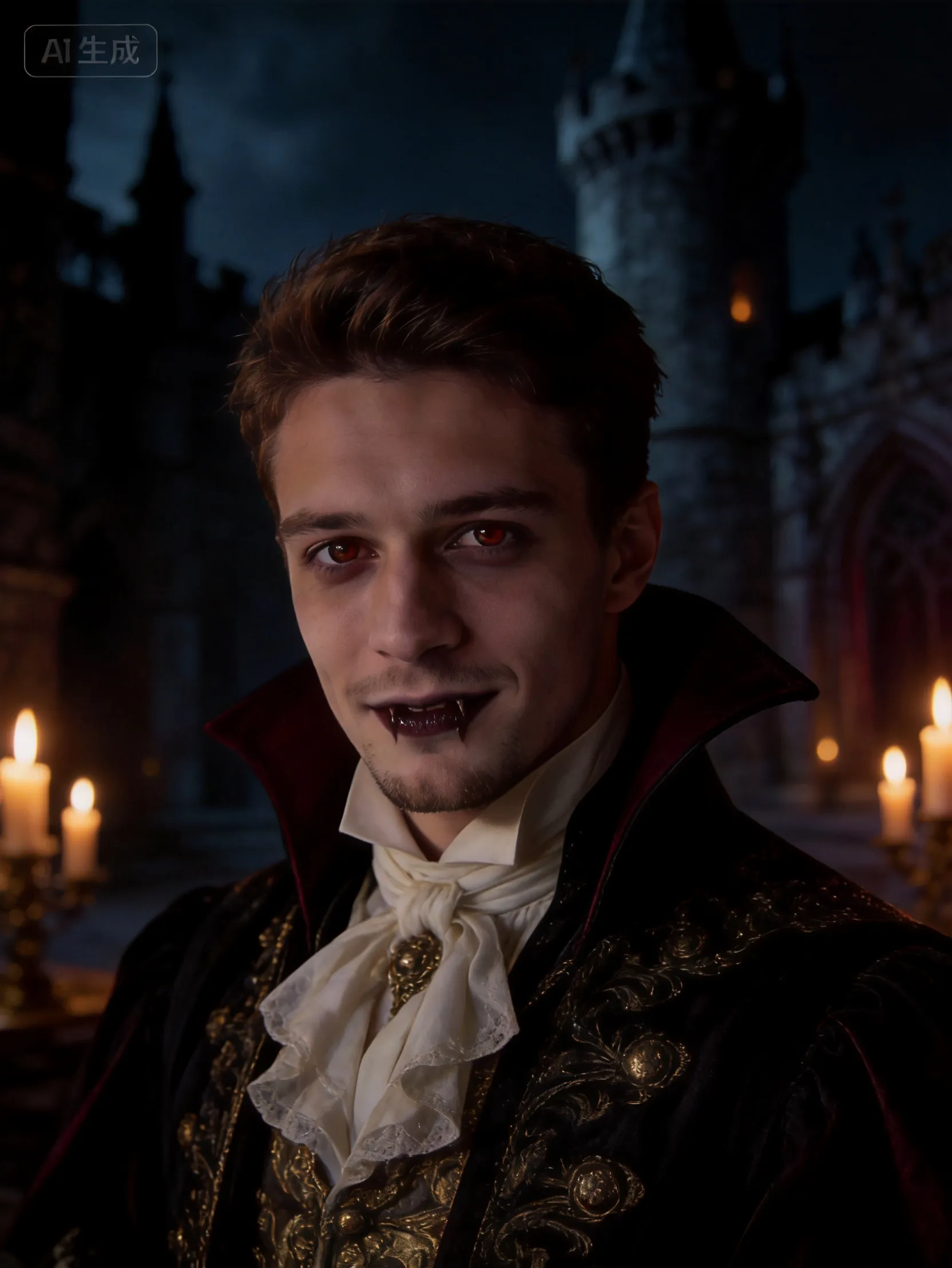Elegant Vampire Portrait AI Photo